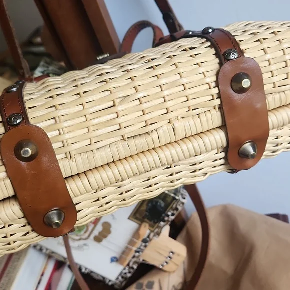 Patricia Nash Spring Wicker Marcianise Satchel/Crossbody & Dust Bag - Picture 6 of 13